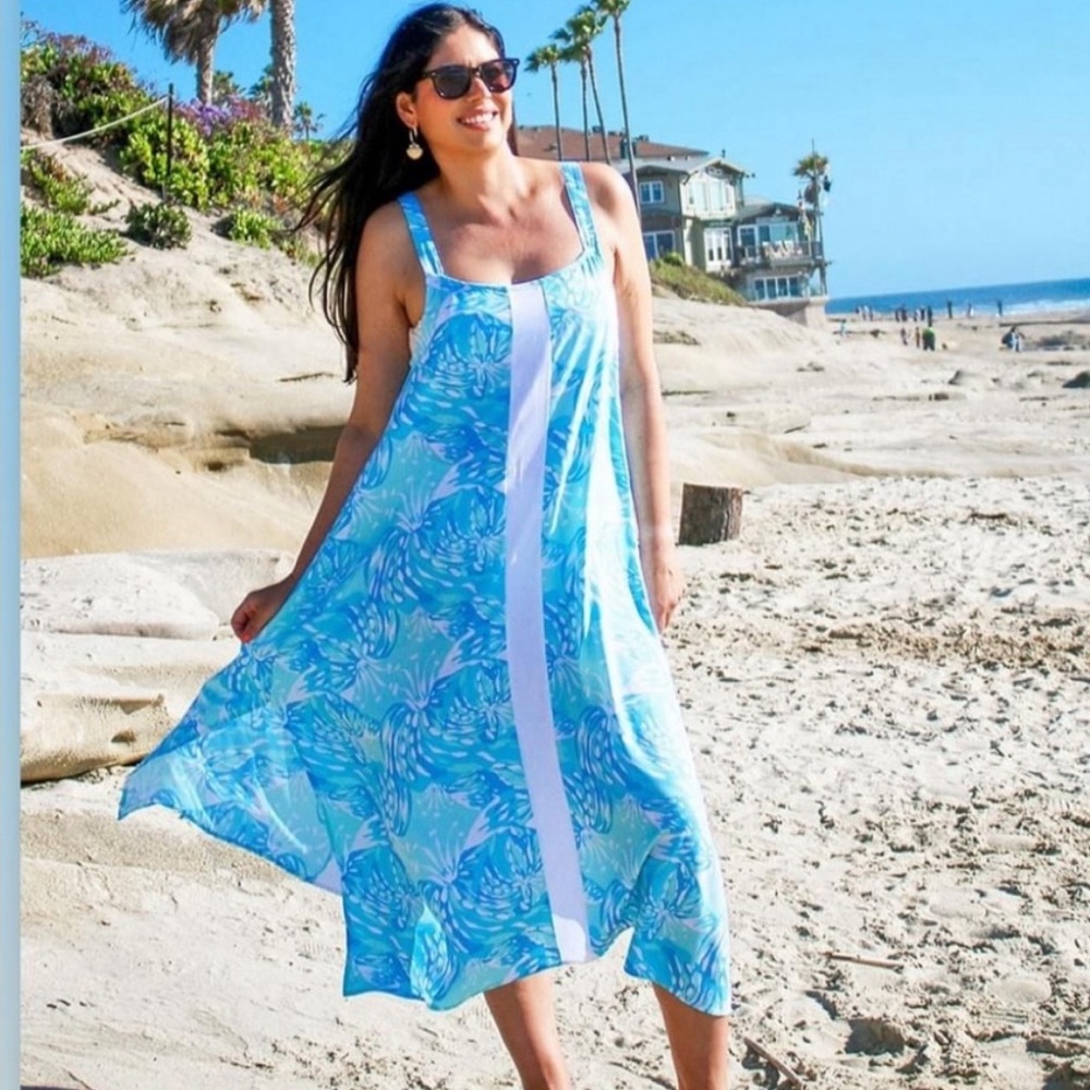 Lilibridge Blue Tropics Midi Dress brand new small